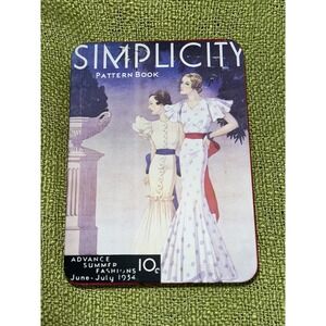 Vintage Retro SIMPLICITY Pattern Book Box Tin - Summer Fashions June July 1934